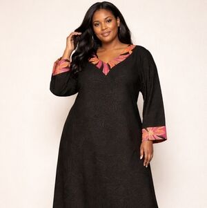 Black Maxi Dress with Pink Accent Trim